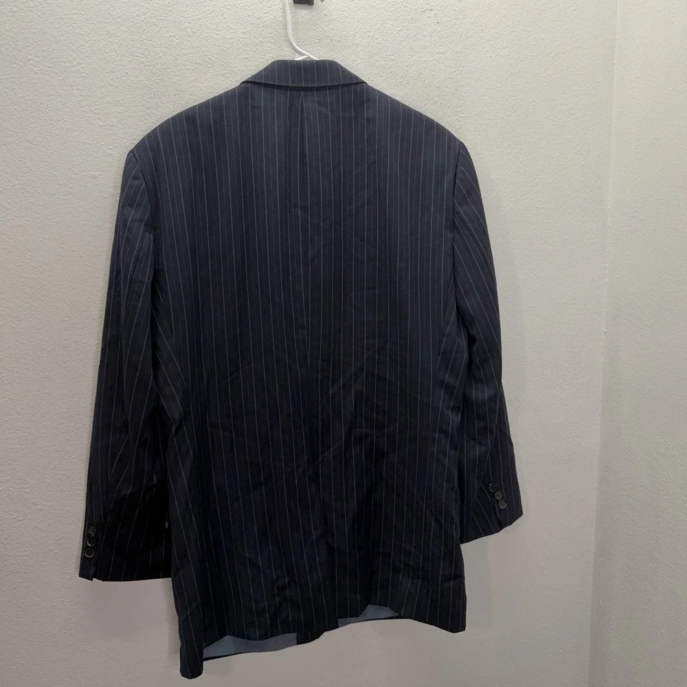 Hugo Boss Super 110's Vitale Barberis Canonico Navy Pinstripe Wool Blazer 42R